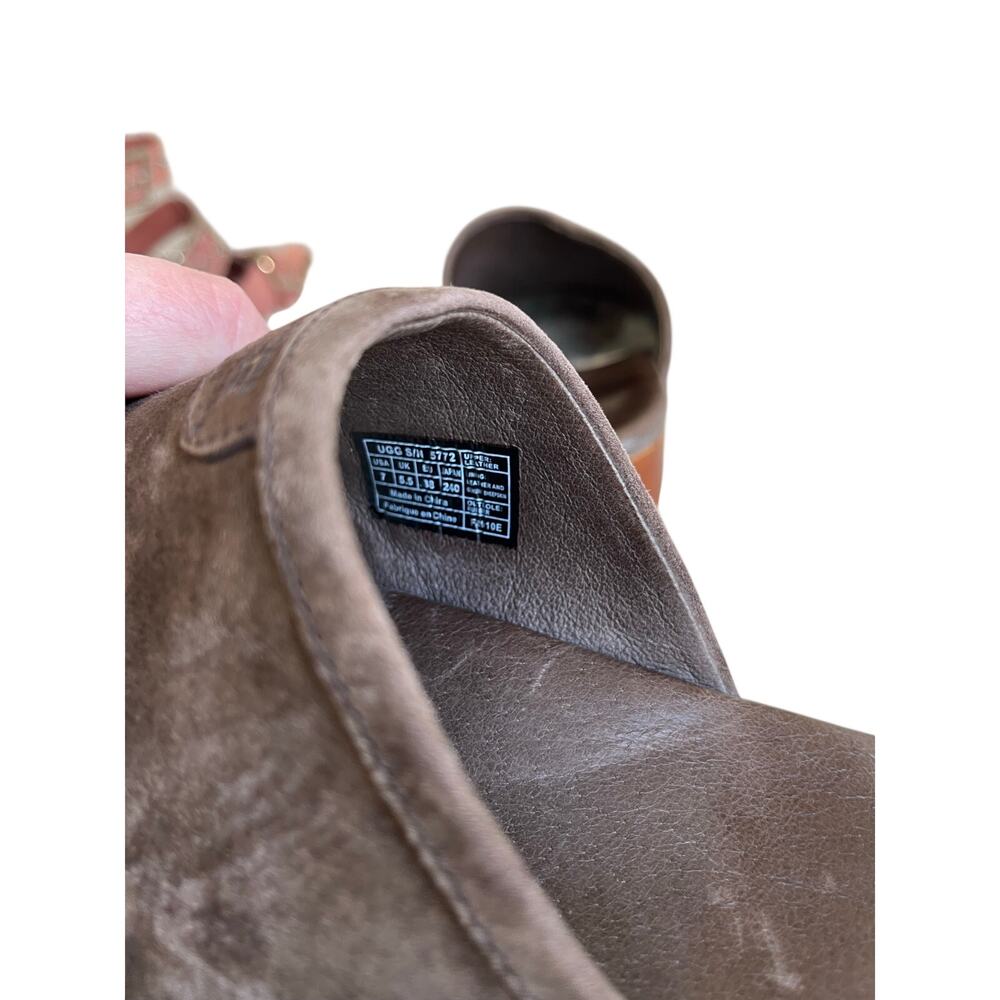 UGG Tan Suede Wooden Heel Clogs Boho Cozy Fall Comfort Shoes Size 7 - Picture 8 of 10